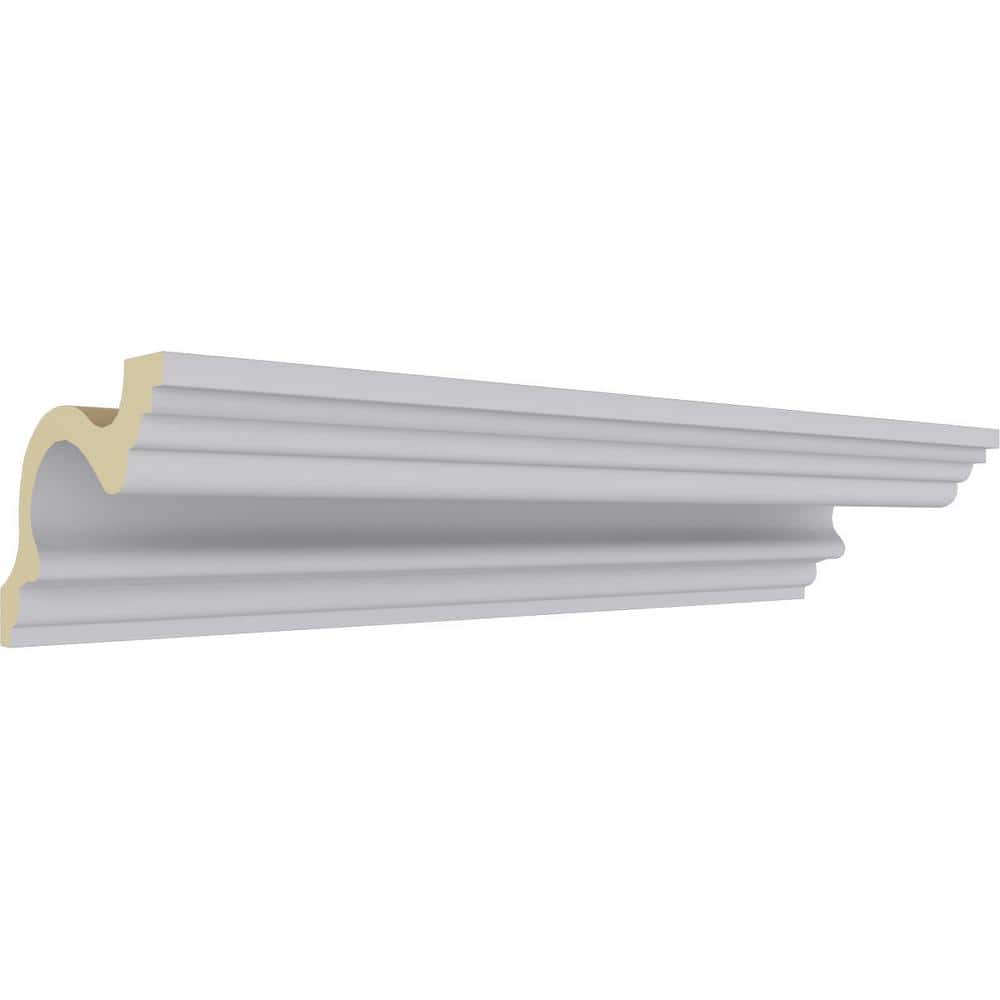 Ekena Millwork 4-3/4 in. x 3-3/8 in. x 94-1/2 in. Polyurethane Devon Smooth Crown Moulding