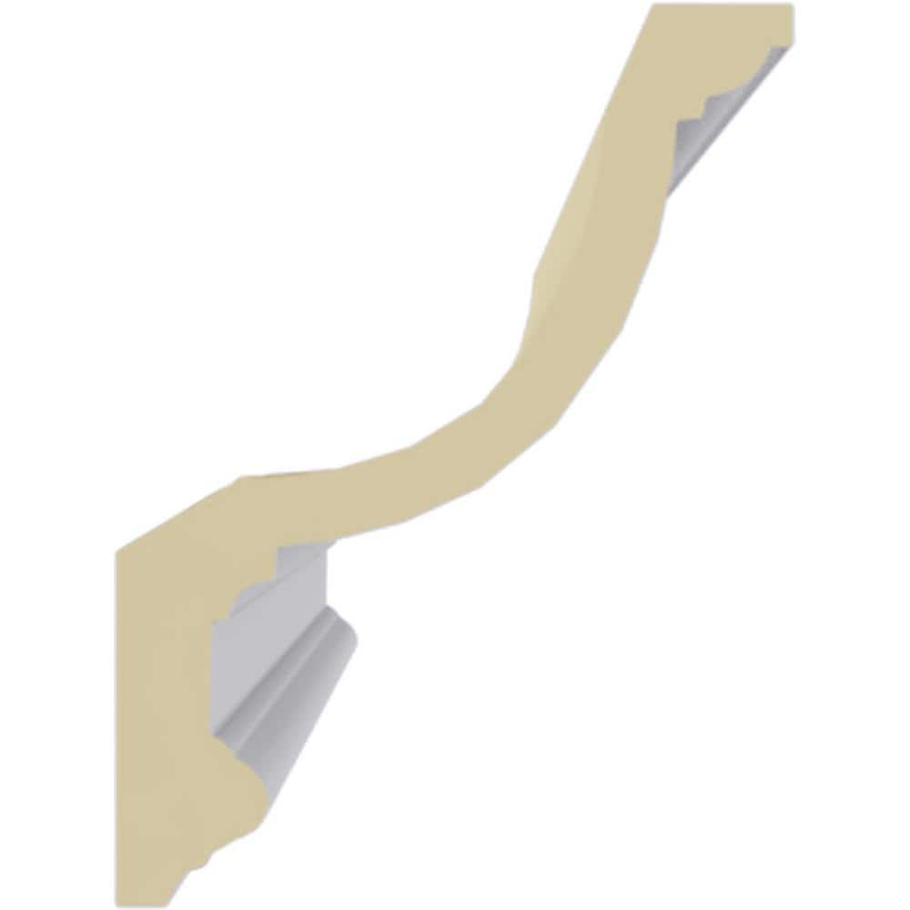Ekena Millwork 6 in. H x 4-1/2 in. P x 7-5/8 in. F x 94-1/2 in. L Polyurethane Maria Traditional Smooth Crown Moulding (12-Pack)