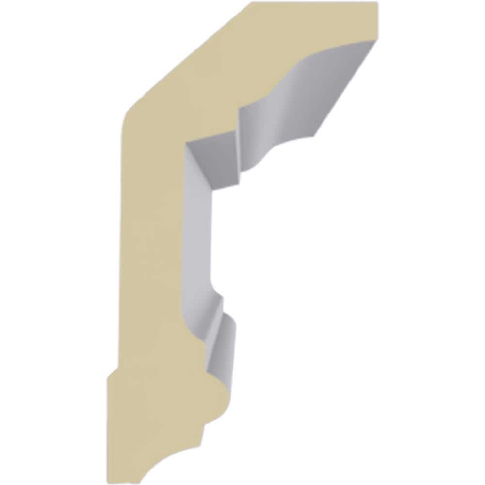 Ekena Millwork 4 in. H x 2-1/4 in. P x 4-1/2 in. F x 94-1/2 in. L Polyurethane Holmdel Traditional Smooth Crown Moulding (12-Pack)