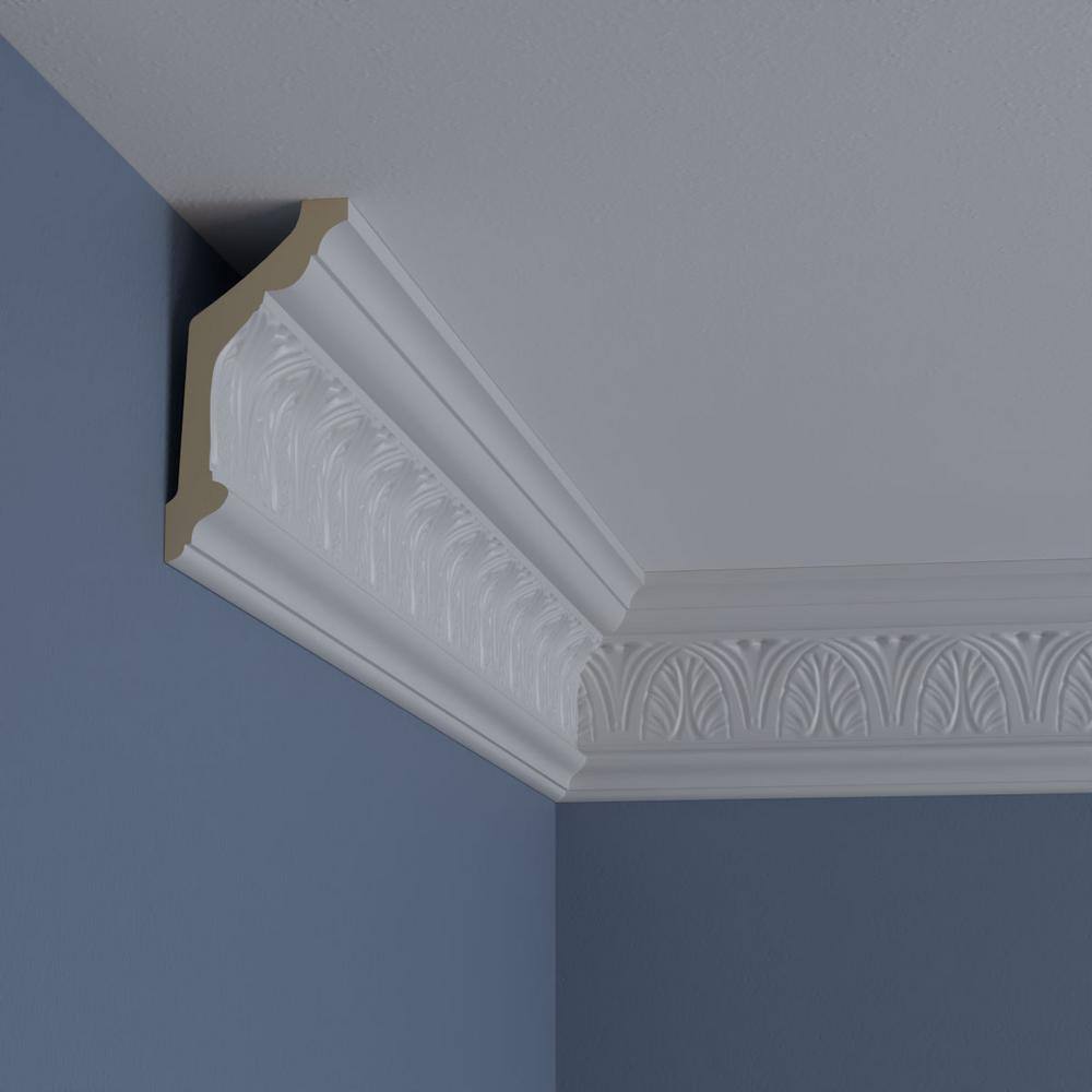 Ekena Millwork 2-1/2 in. x 5 in. x 94-1/2 in. Polyurethane Asa Acanthus Leaf Crown Moulding