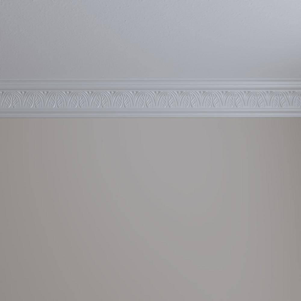 Ekena Millwork 2-1/2 in. x 5 in. x 94-1/2 in. Polyurethane Asa Acanthus Leaf Crown Moulding
