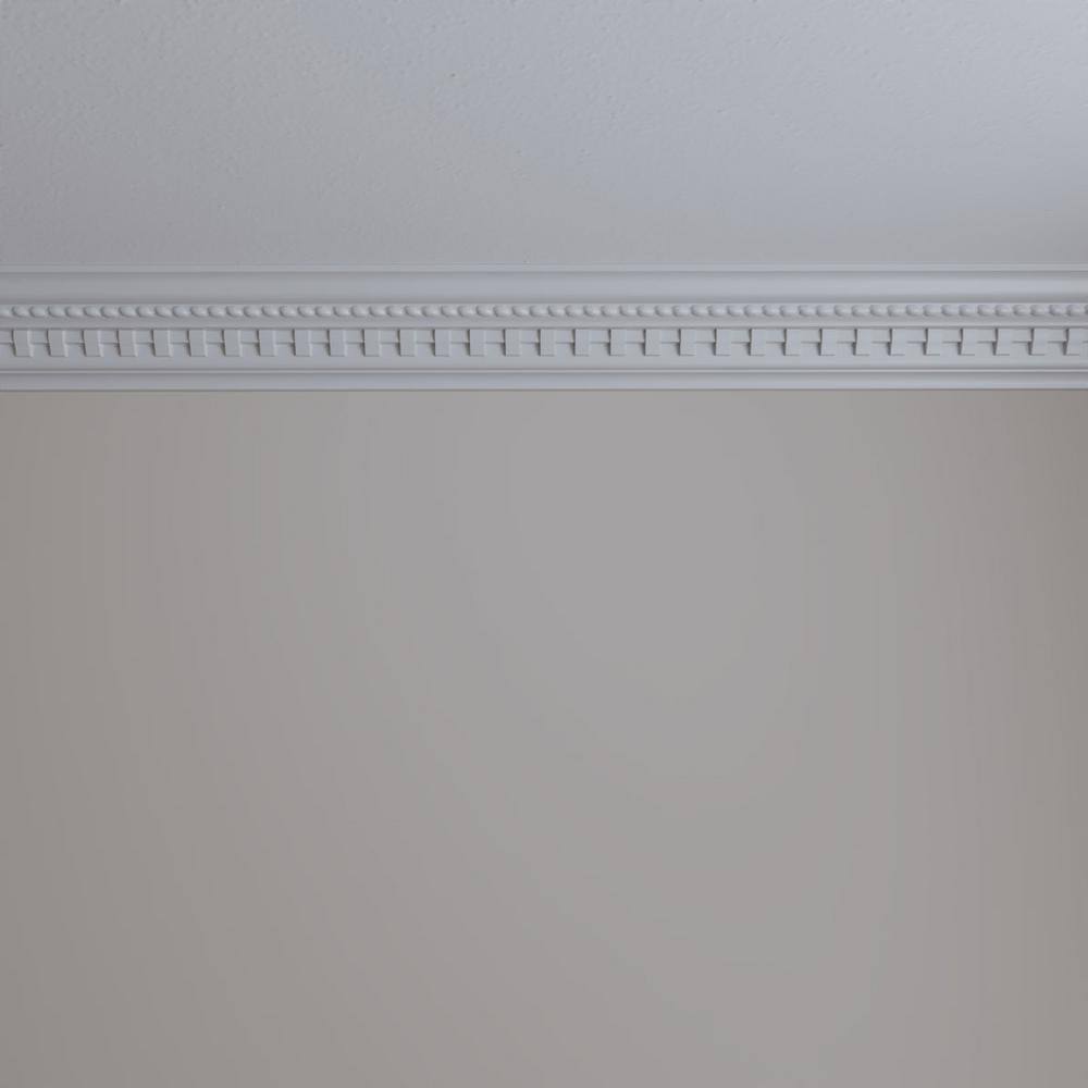 Ekena Millwork 3-7/8 in. x 3-1/2 in. x 94-1/2 in. Polyurethane Bulwark Dentil and Rope Crown Moulding
