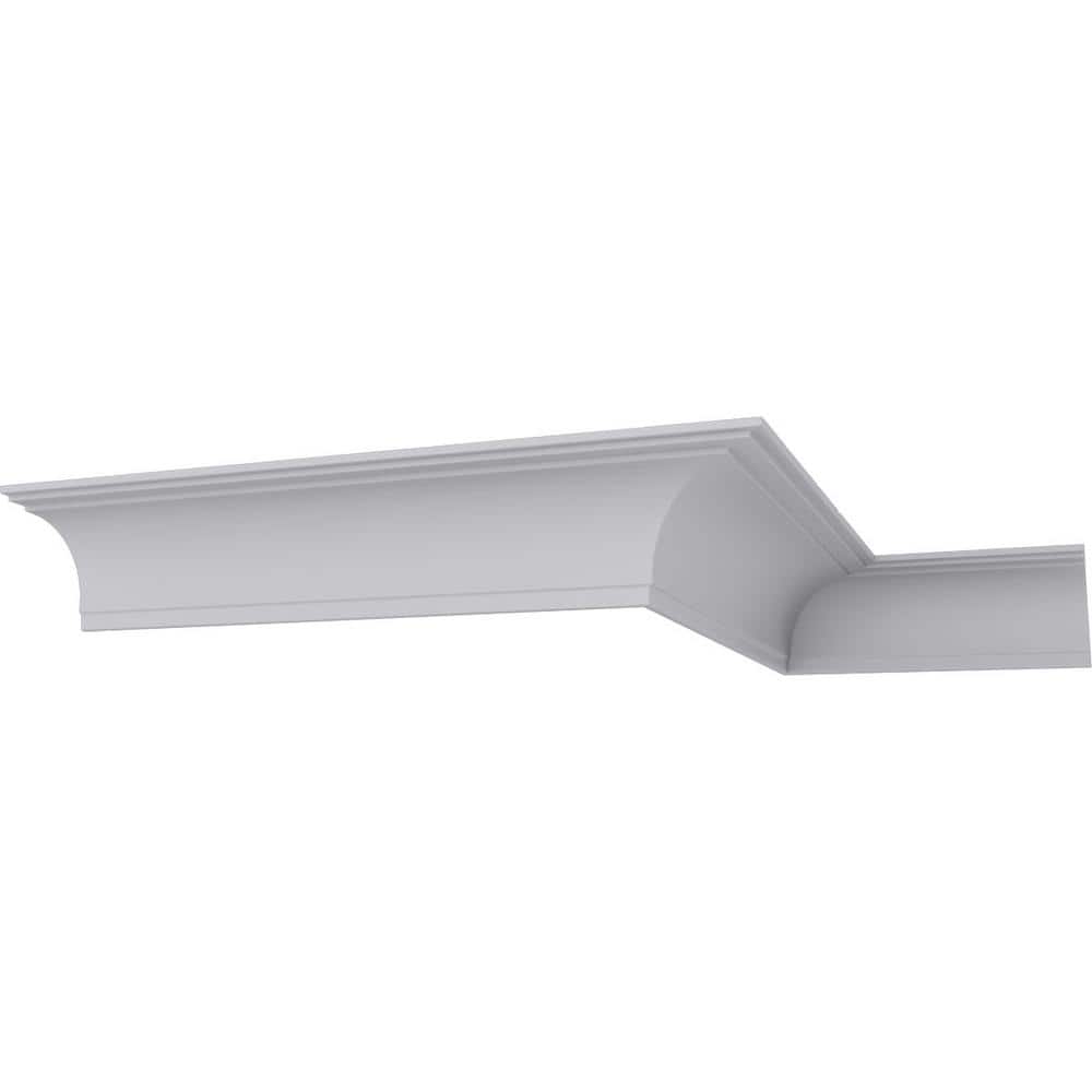 Ekena Millwork 4-1/4 in. H x 4-3/4 in. P x 6-3/8 in. F x 94-1/2 in. L Polyurethane Bradford Traditional Smooth Crown Moulding 12-Pack