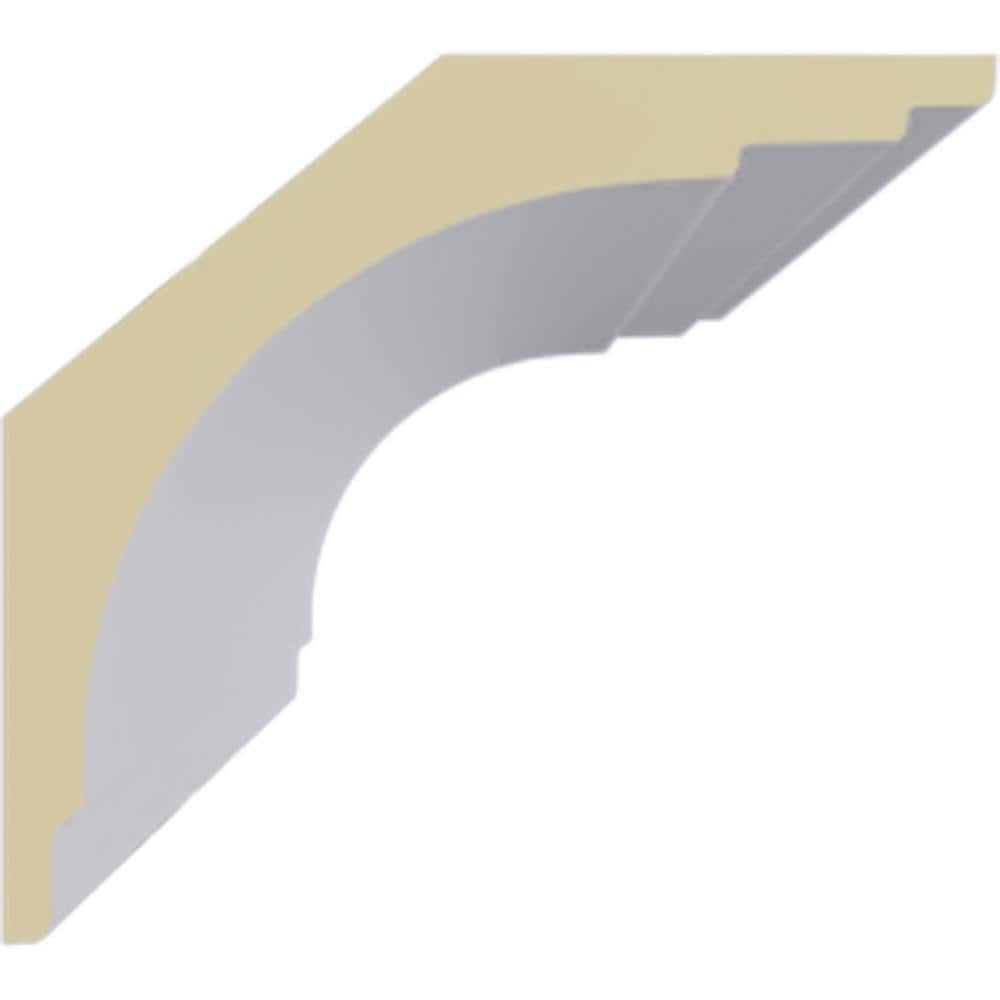 Ekena Millwork 4-1/4 in. H x 4-3/4 in. P x 6-3/8 in. F x 94-1/2 in. L Polyurethane Bradford Traditional Smooth Crown Moulding 12-Pack
