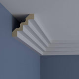 Ekena Millwork 4-1/4 in. x 4-1/4 in. x 94-1/2 in. Polyurethane Eris Step Crown Moulding