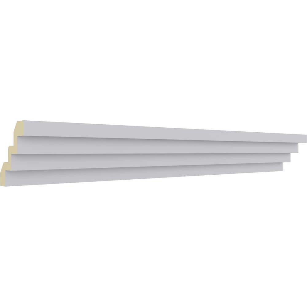Ekena Millwork 4-1/4 in. x 4-1/4 in. x 94-1/2 in. Polyurethane Eris Step Crown Moulding