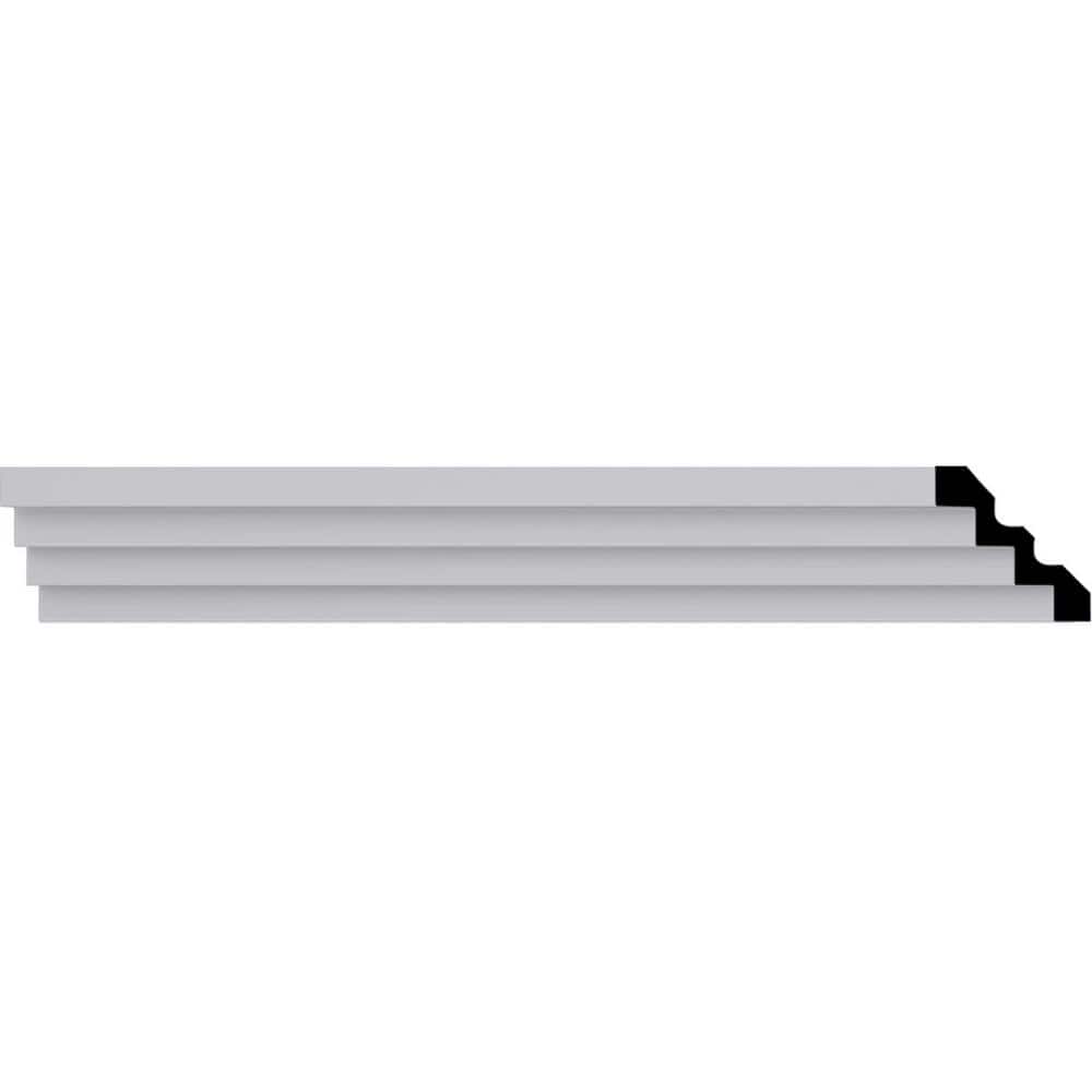 Ekena Millwork 4-1/4 in. x 4-1/4 in. x 94-1/2 in. Polyurethane Eris Step Crown Moulding