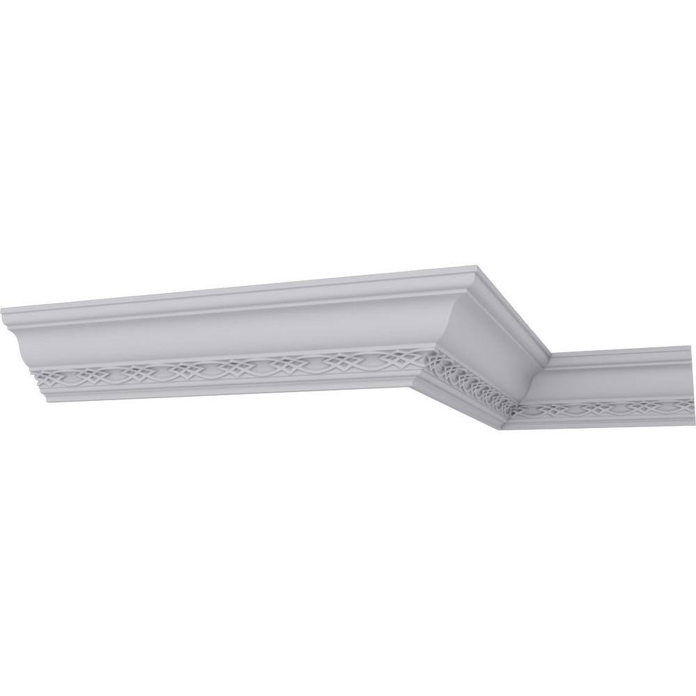 Ekena Millwork 4-3/8 in. x 4-3/8 in. x 94-1/2 in. Polyurethane Loera Crown Moulding