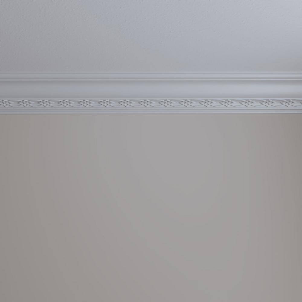 Ekena Millwork 4-3/8 in. x 4-3/8 in. x 94-1/2 in. Polyurethane Loera Crown Moulding
