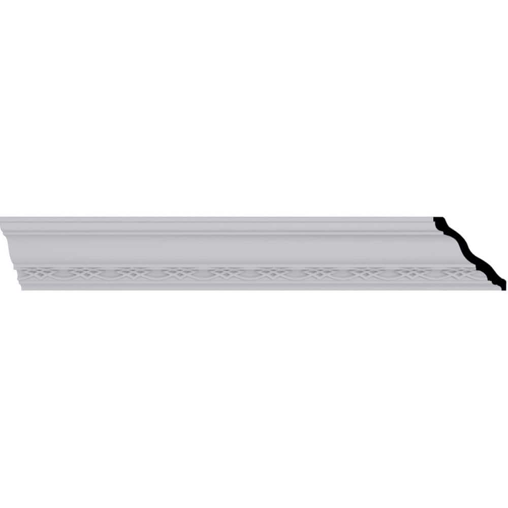 Ekena Millwork 4-3/8 in. x 4-3/8 in. x 94-1/2 in. Polyurethane Loera Crown Moulding