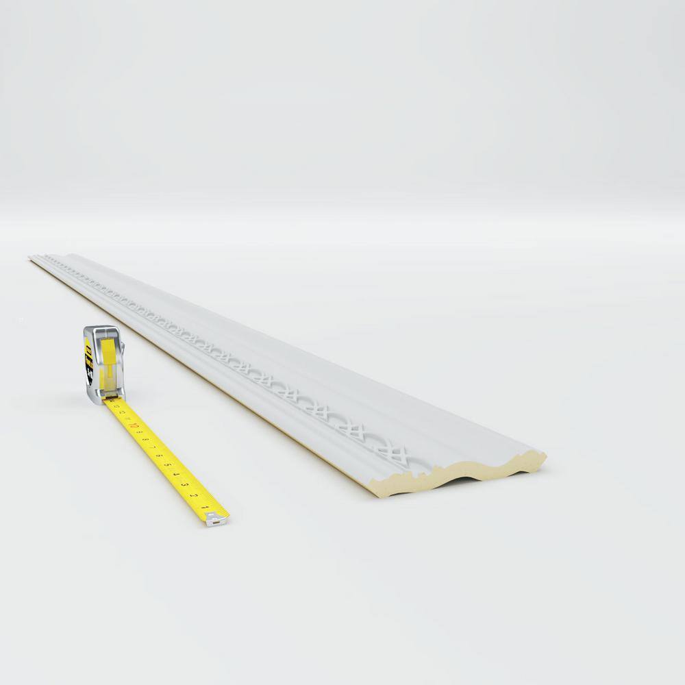 Ekena Millwork 4-3/8 in. x 4-3/8 in. x 94-1/2 in. Polyurethane Loera Crown Moulding