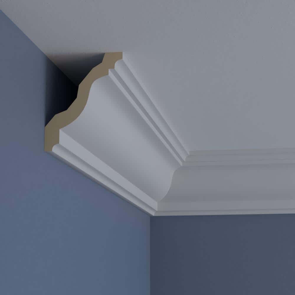 Ekena Millwork 5 in. x 4 in. x 94-1/2 in. x 6-3/8 in. Polyurethane Edwards Smooth Crown Moulding