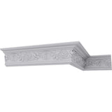 Ekena Millwork 3-3/4 in. x 5-1/2 in. x 94-1/2 in. Polyurethane Rose Crown Moulding