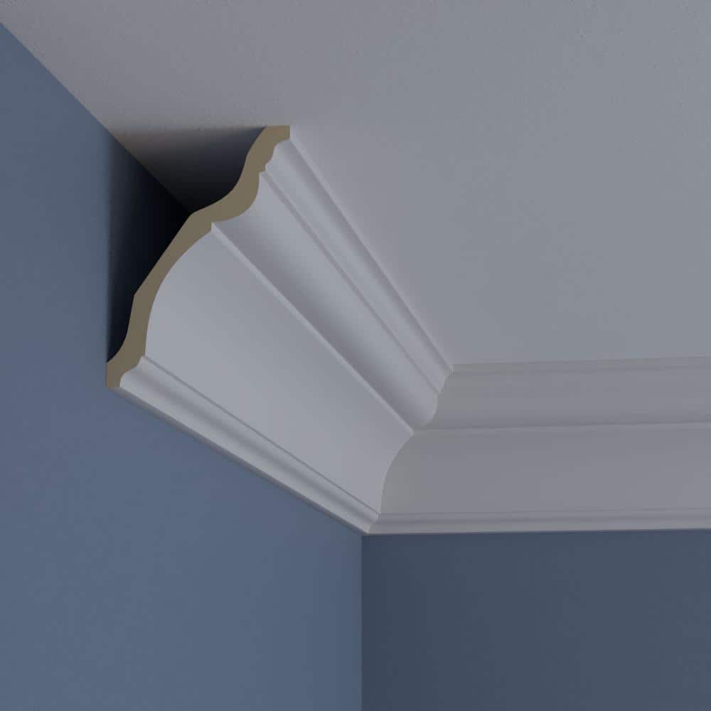 Ekena Millwork 3-7/8 in. x 5-1/2 in. x 94-1/2 in. Polyurethane Traditional Smooth Crown Moulding