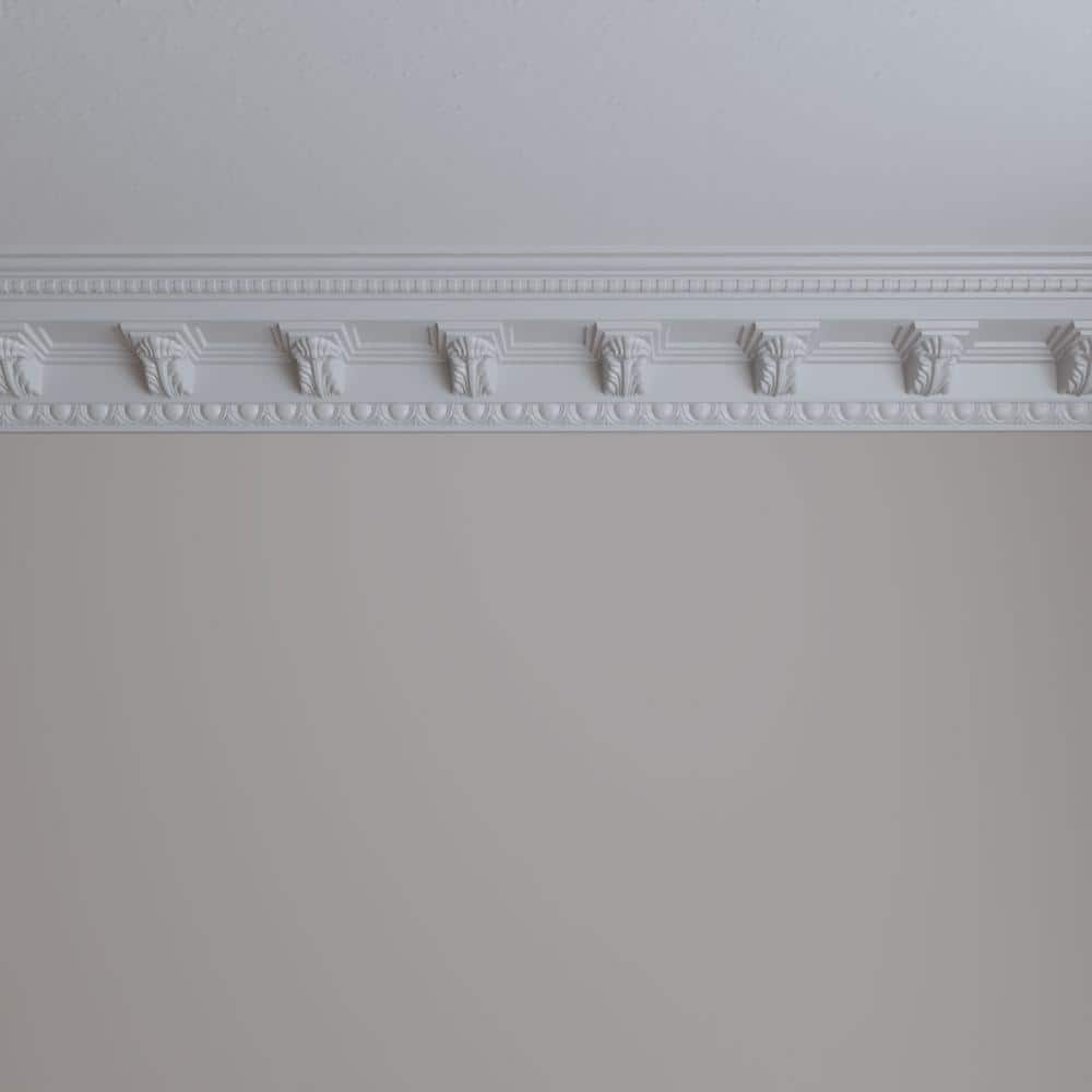 Ekena Millwork 5-1/4 in. x 5-1/4 in. x 94-1/2 in. Polyurethane Attica Acanthus Leaf Crown Moulding