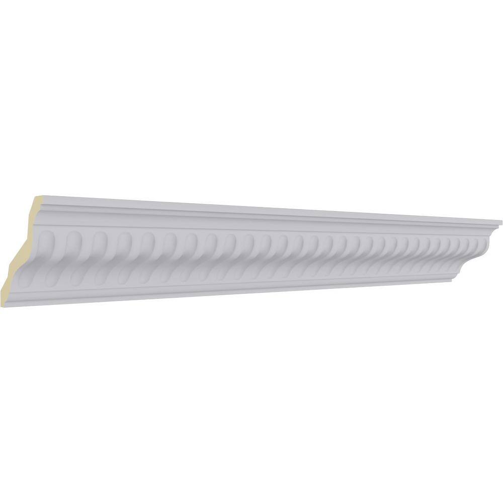 Ekena Millwork 4-3/4 in. x 4-3/4 in. x 94-1/2 in. Polyurethane Linus Crown Moulding