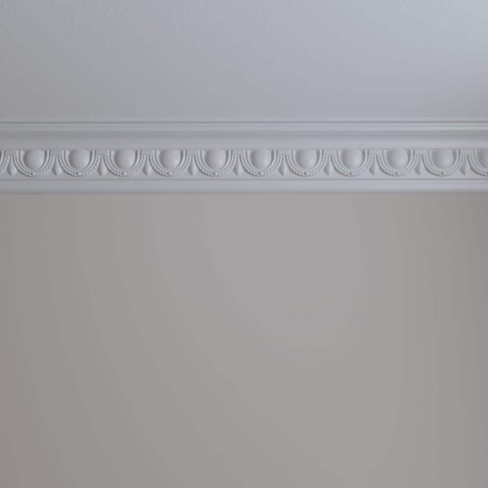 Ekena Millwork 4 in. x 5-1/4 in. x 94-1/2 in. Polyurethane Federal Egg and Dart Crown Moulding