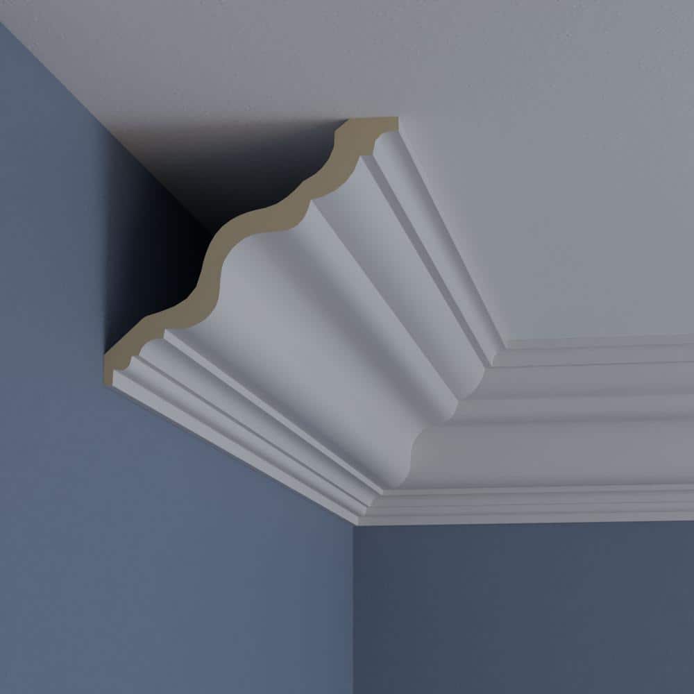 Ekena Millwork 6-3/8 in. x 5-5/8 in. x 94-1/2 in. Polyurethane Versailles Smooth Crown Moulding