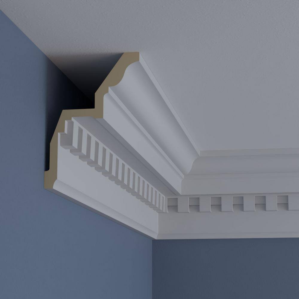 Ekena Millwork 4-3/4 in. x 6-3/4 in. x 94-1/2 in. Polyurethane Dentil Crown Moulding