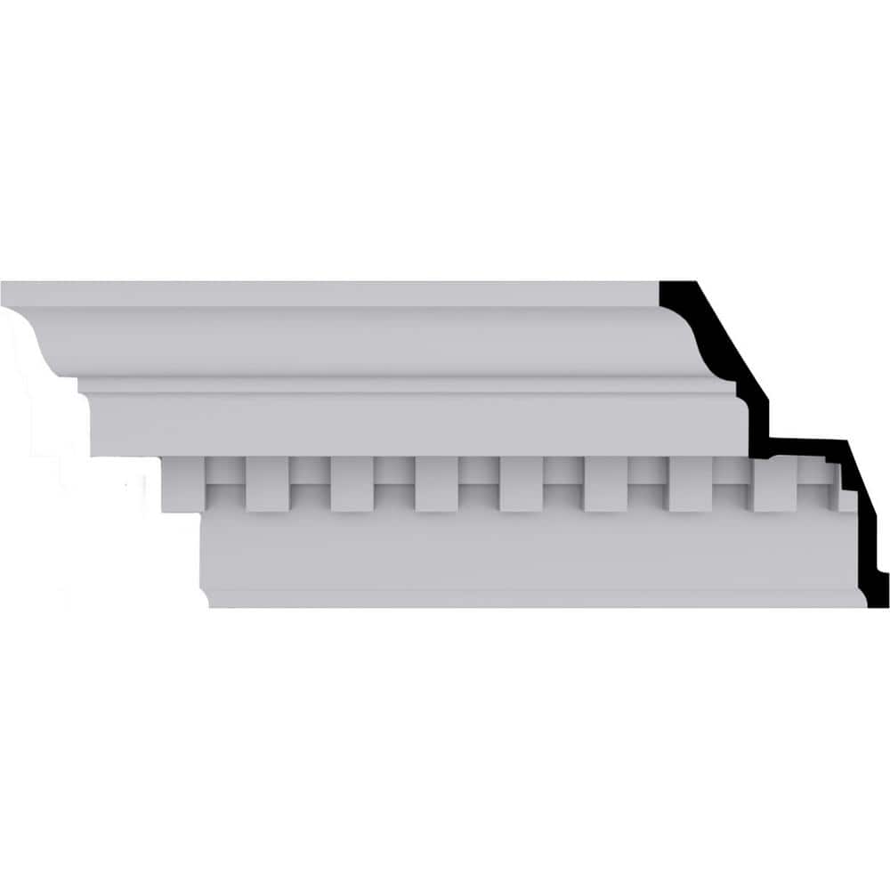 Ekena Millwork 4-3/4 in. x 6-3/4 in. x 94-1/2 in. Polyurethane Dentil Crown Moulding