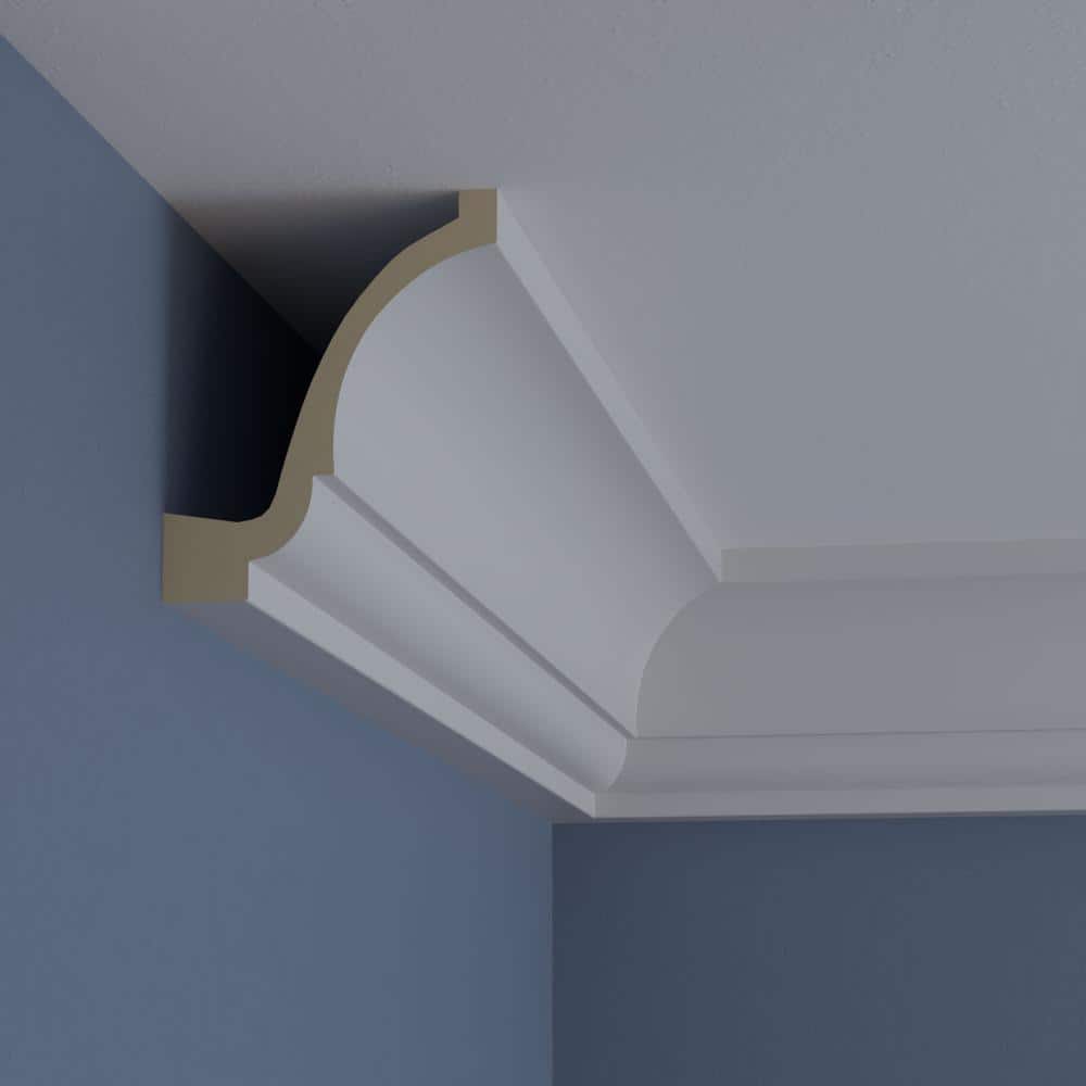 Ekena Millwork 4-5/8 in. x 5-5/8 in. x 94-1/2 in. Polyurethane Marseille Crown Moulding