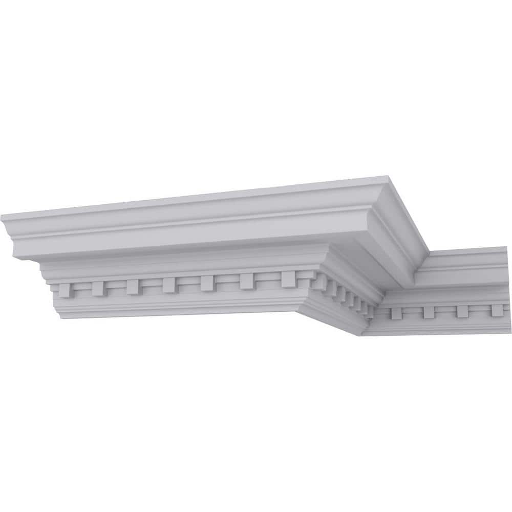Ekena Millwork 6-3/8 in. x 7-7/8 in. x 94-1/2 in. Polyurethane Dentil Crown Moulding