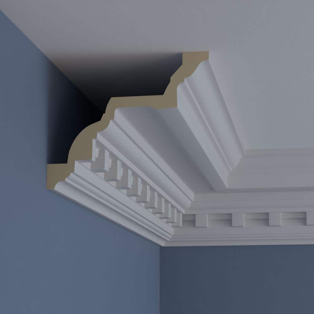 Ekena Millwork 6-3/8 in. x 7-7/8 in. x 94-1/2 in. Polyurethane Dentil Crown Moulding