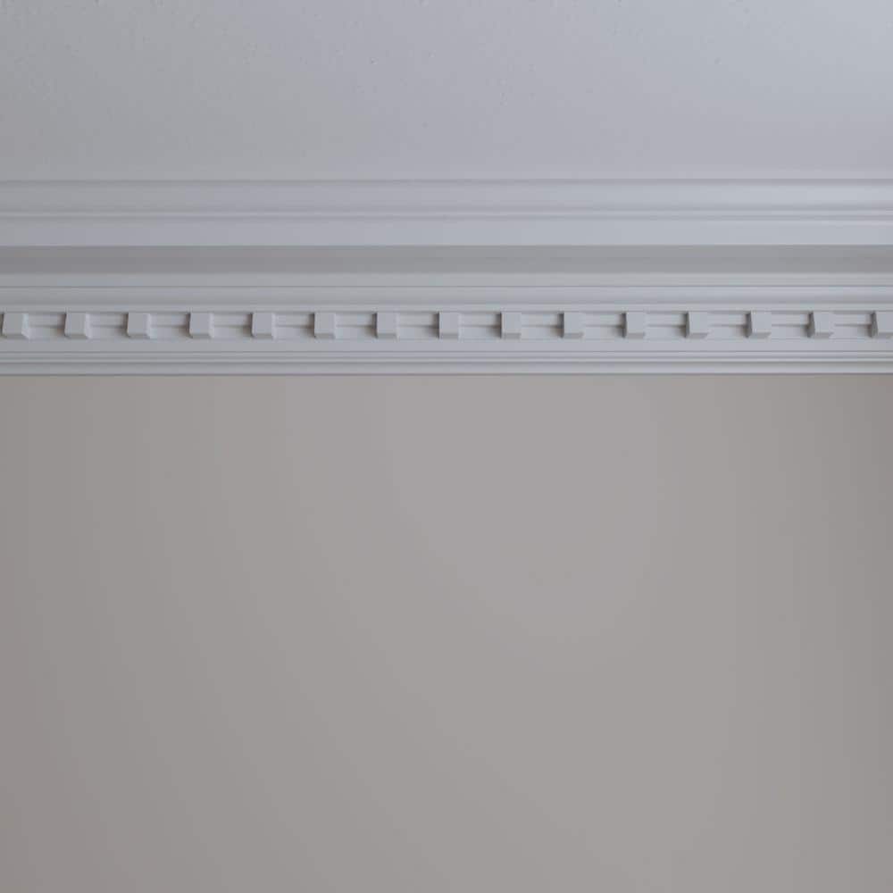 Ekena Millwork 6-3/8 in. x 7-7/8 in. x 94-1/2 in. Polyurethane Dentil Crown Moulding