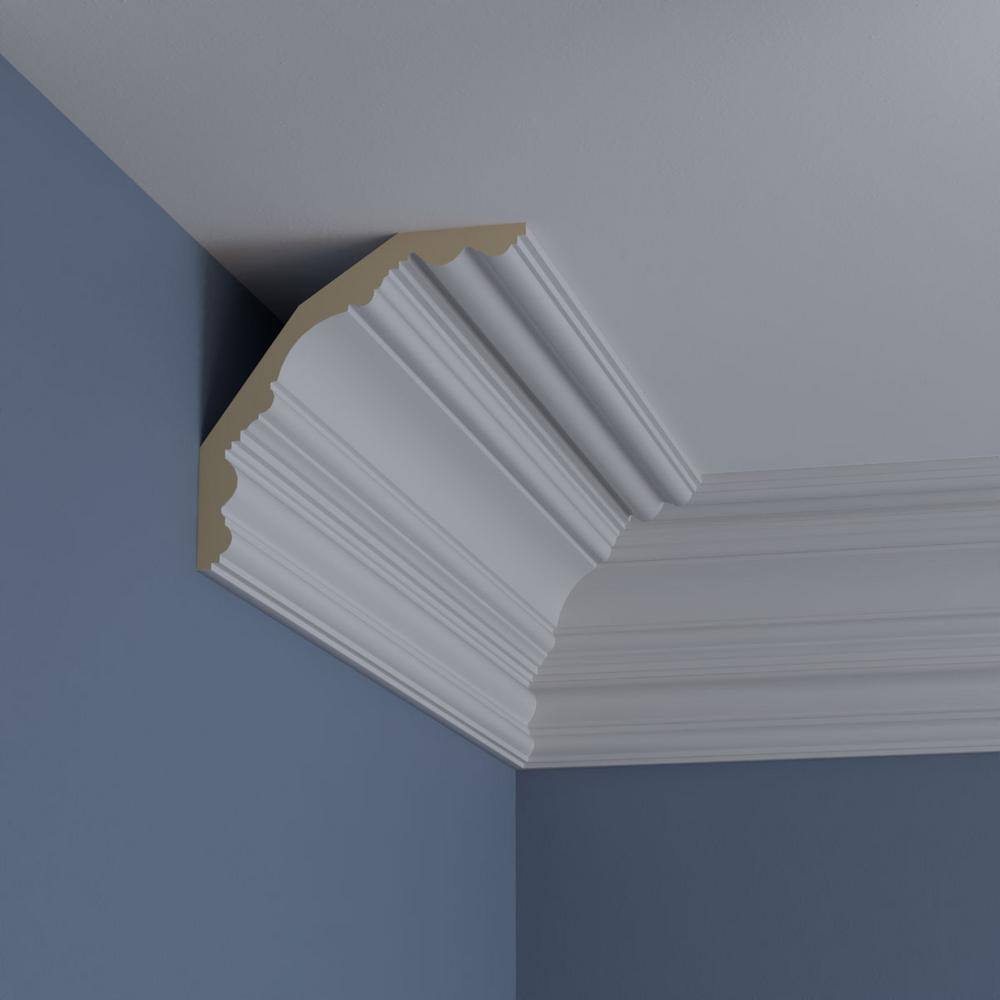 Ekena Millwork 7-7/8 in. x 7-7/8 in. x 94-1/2 in. Polyurethane Foster Cove Crown Moulding
