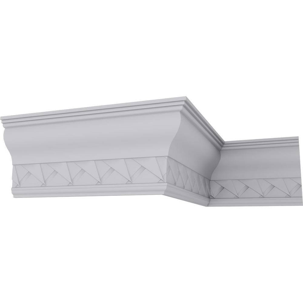 Ekena Millwork 3-3/4 in. x 9-1/8 in. x 94-1/4 in. Polyurethane Woodruff Crown Moulding
