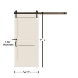 JELD-WEN 36 in. x 84 in. Monroe Primed Smooth Molded Composite MDF Barn Door with Rustic Hardware Kit