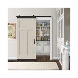 JELD-WEN 36 in. x 84 in. 3-Panel Craftsman Primed Smooth Molded Composite MDF Barn Door with Rustic Hardware Kit