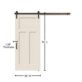 JELD-WEN 36 in. x 84 in. 3-Panel Craftsman Primed Smooth Molded Composite MDF Barn Door with Rustic Hardware Kit