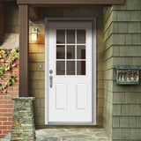 36 in. x 80 in. 9 Lite Primed Fiberglass Prehung Right-Hand Inswing Entry Door