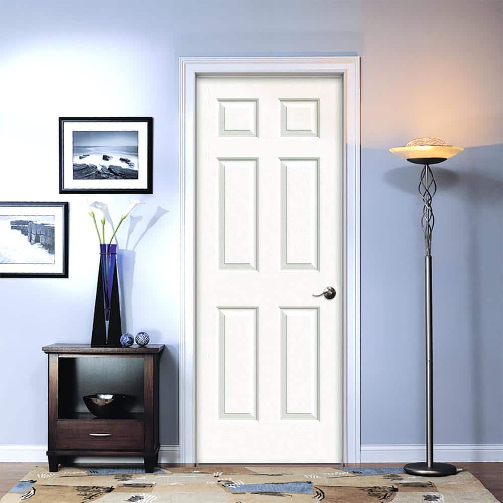 JELD-WEN Colonist 30 in. x 80 in. Primed 6-Panel Hollow Core Molded Composite Left-Hand Single Prehung Interior Door