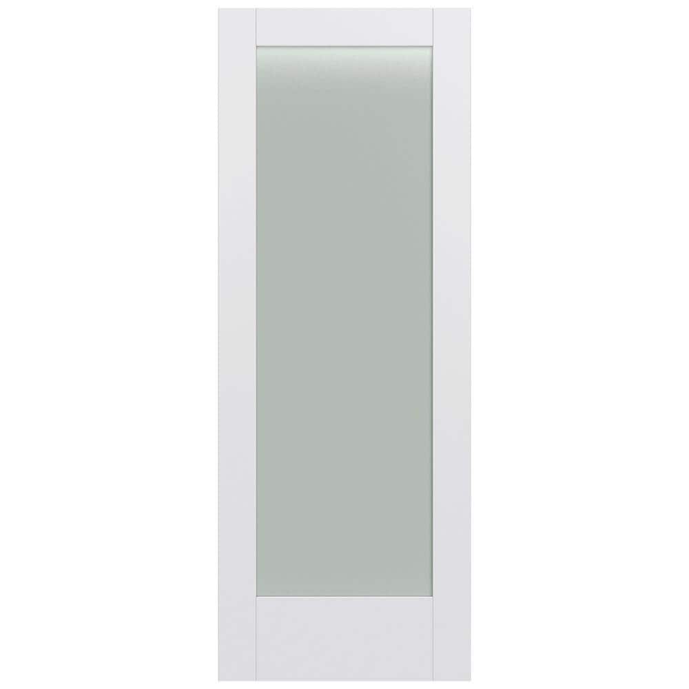 JELD-WEN MODA PMT1011 32 in. x 80 in. Primed Solid Core Wood Interior Door Slab with Translucent Glass