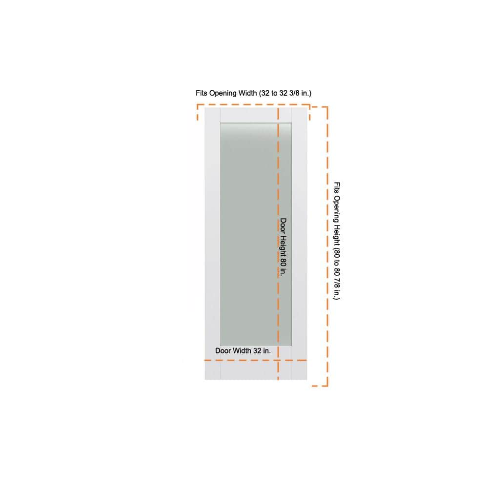 JELD-WEN MODA PMT1011 32 in. x 80 in. Primed Solid Core Wood Interior Door Slab with Translucent Glass