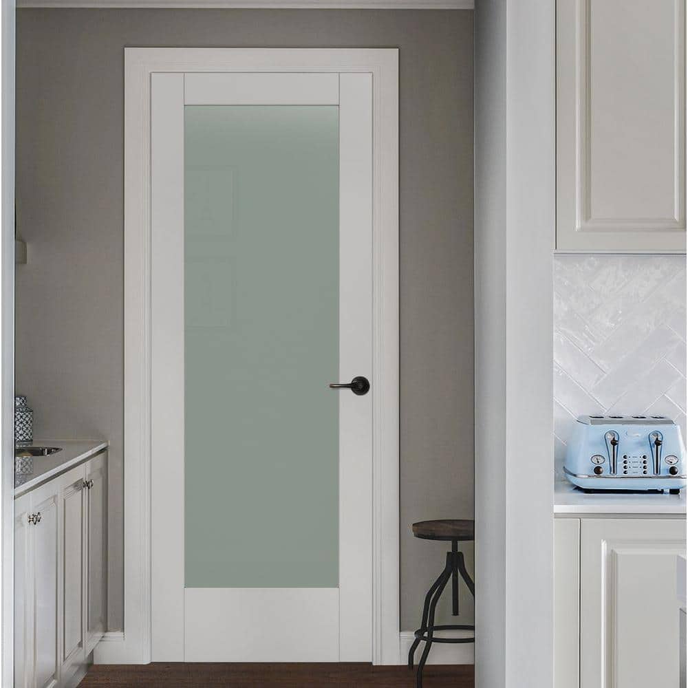 JELD-WEN MODA PMT1011 32 in. x 80 in. Primed Solid Core Wood Interior Door Slab with Translucent Glass