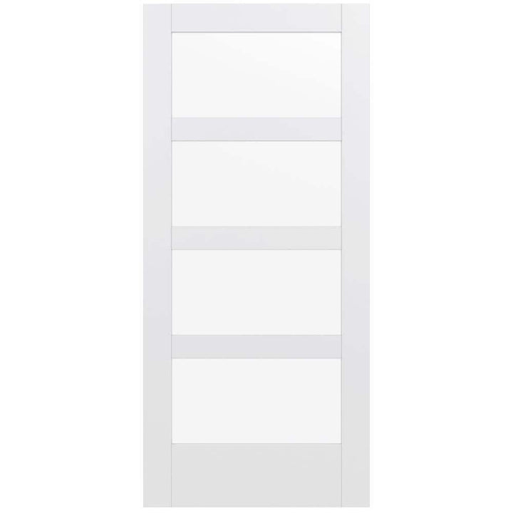 JELD-WEN MODA Primed PMC1044 Solid Core Wood Interior Door Slab with Clear Glass, 36 in. x 80 in.