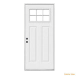JELD-WEN 30 in. x 80 in. 6-Lite Craftsman Primed Steel Prehung Right-Hand Inswing Front Door