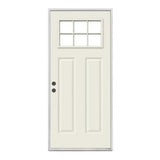 JELD-WEN 30 in. x 80 in. 6-Lite Craftsman Primed Steel Prehung Right-Hand Inswing Front Door