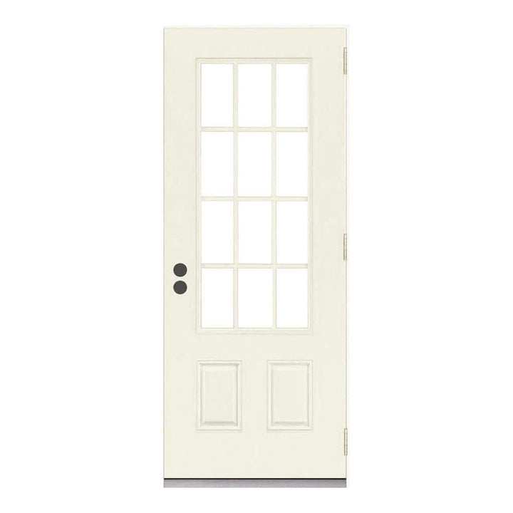 32 in. x 80 in. 12 Lite Primed Steel Prehung Left-Hand Outswing Entry Door