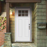 JELD-WEN 36 in. x 80 in. Primed Left-Hand Inswing 6-Lite Clear Steel Prehung Front Door with Brickmould