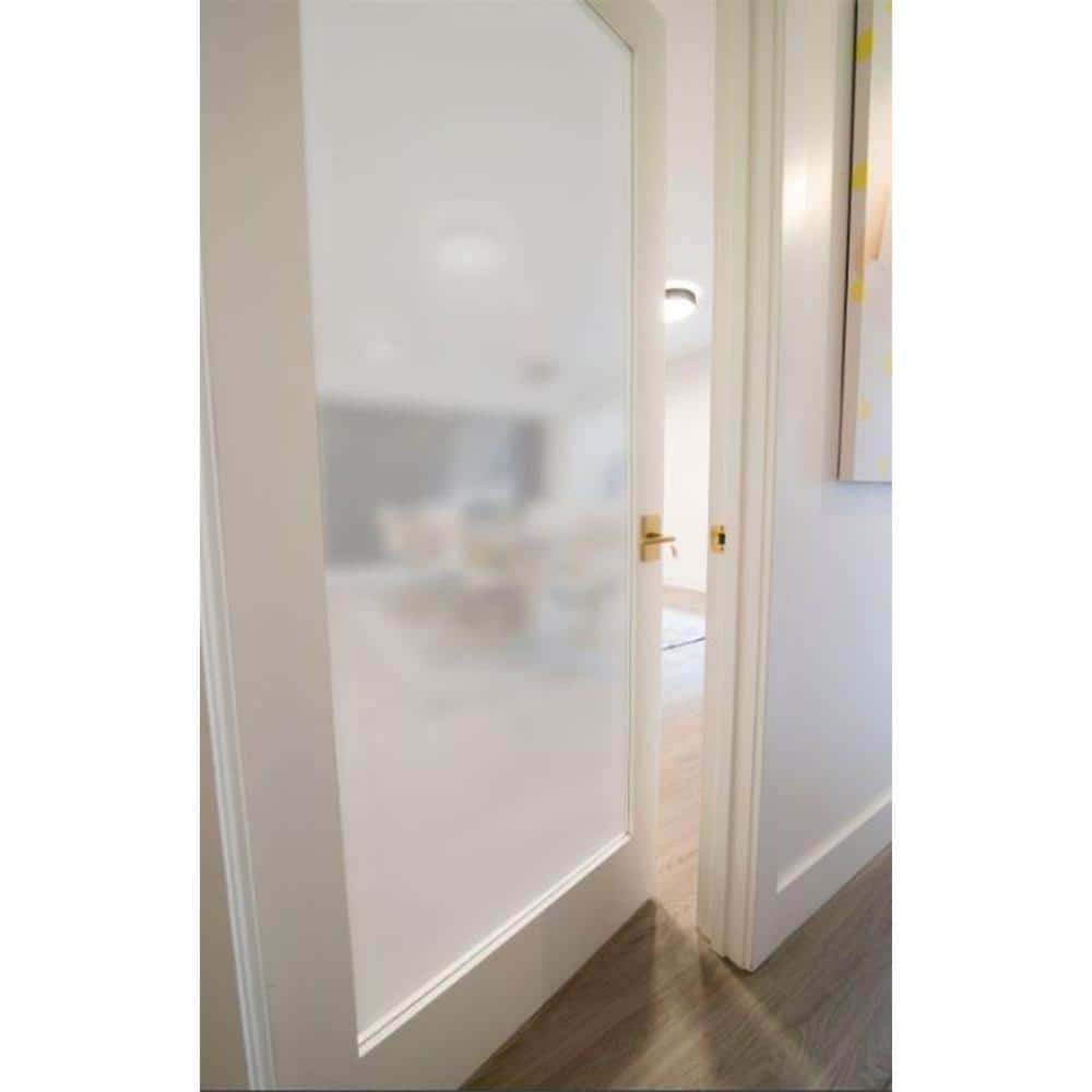 Krosswood Doors 32 in. x 96 in. 1-Lite Satin Etch Solid Core MDF Primed Interior Door Slab