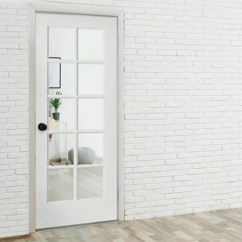 Krosswood Doors 30 in. x 80 in. 10-Lite Solid Hybrid Core MDF Primed Interior Door Slab