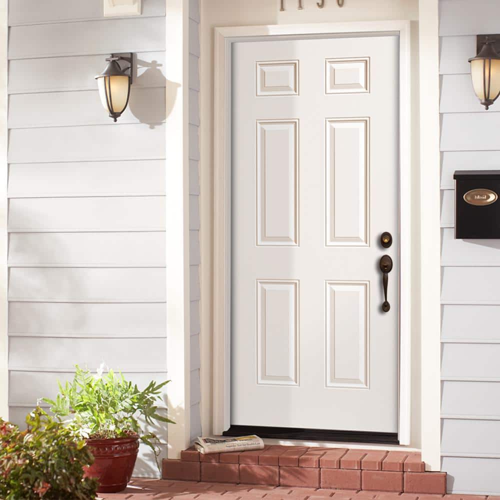 Masonite 30 in. x 80 in. Premium 6-Panel Primed Steel Front Door Slab