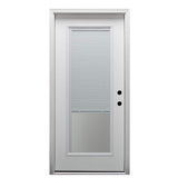 32 in. x 80 in. Internal Blinds Left-Hand Inswing Full Lite Clear Classic Primed Fiberglass Smooth Prehung Front Door