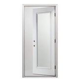 36 in. x 80 in. Right-Hand Inswing Full Lite Clear Classic Primed Fiberglass Smooth Prehung Front Door