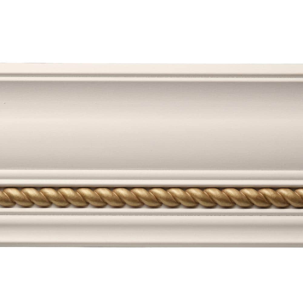 Ornamental Mouldings Haute Gold Rope 1/2 in. x 4-1/2 in. x 8 ft. Primed Wood Crown Moulding