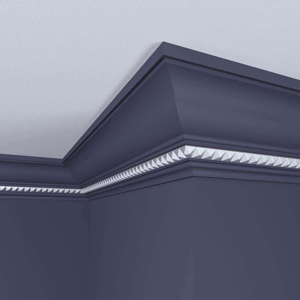 Ornamental Mouldings Haute Silver Pyramid 1/2 in. x 4-1/2 in. x 96 in. Primed Wood Crown Moulding